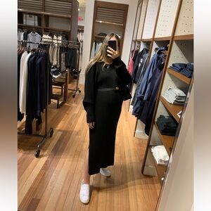 Wayf Dede x Emily Black Ribbed Long-Sleeve Maxi Dress with Tie in the Back